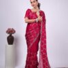 Ultra Luxury Rani Fandy Satin Silk Saree with Sequins Embroidery Work (SC28113)