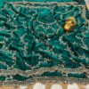 Green Gold Beads, Sequins Embroidered Partywear Fandy Satin Silk Saree (SC11246)