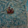 Sky Blue Gold Beads, Sequins Embroidered Partywear Fandy Satin Silk Saree (SC11245)