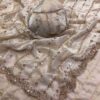 Ultra Luxury Cream Fandy Satin Silk Saree with Gold Cutdana Beads and Sequins Embroidery Work (SC43111)