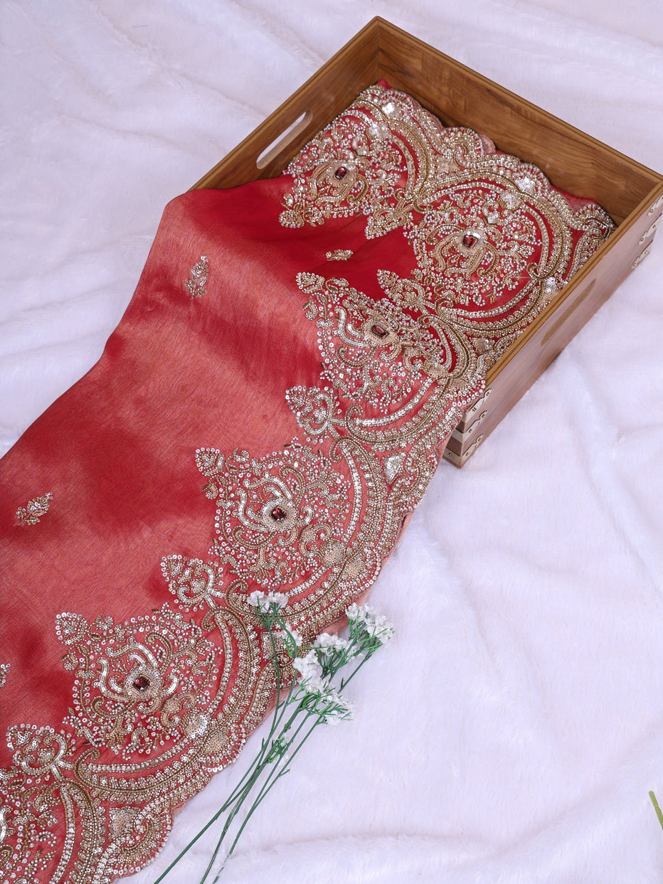 Ultra Luxury Silk Saree with Pearl, Zari, Sequins, Cutdana, Beads, Diamond Embroidery Work Saree with Readymade Blouse (SC42111) - Image 11