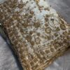 Ultra Luxury Ivory Gold Fandy Satin Silk Saree with Gold Beads, Cutdana, Sequins Embroidery Work (SC38117)