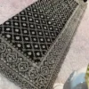 Luxury Black Georgette Saree with Zari, Jarkan Stone Embroidery Work All over Saree (SC91212)