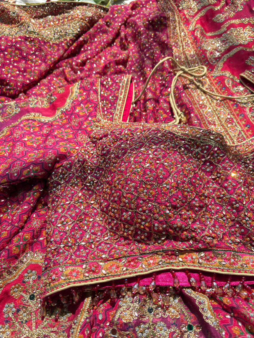 Royal Luxury Pink Pure Crepe Silk Designer Saree with Pearl, Mirror, Zari, Sequins Embroidery and American Diamond Work with Readymade Blouse (SC94111) - Image 10