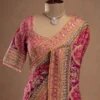 Royal Luxury Pink Pure Crepe Silk Designer Saree with Pearl, Mirror, Zari, Sequins Embroidery and American Diamond Work with Readymade Blouse (SC94111)