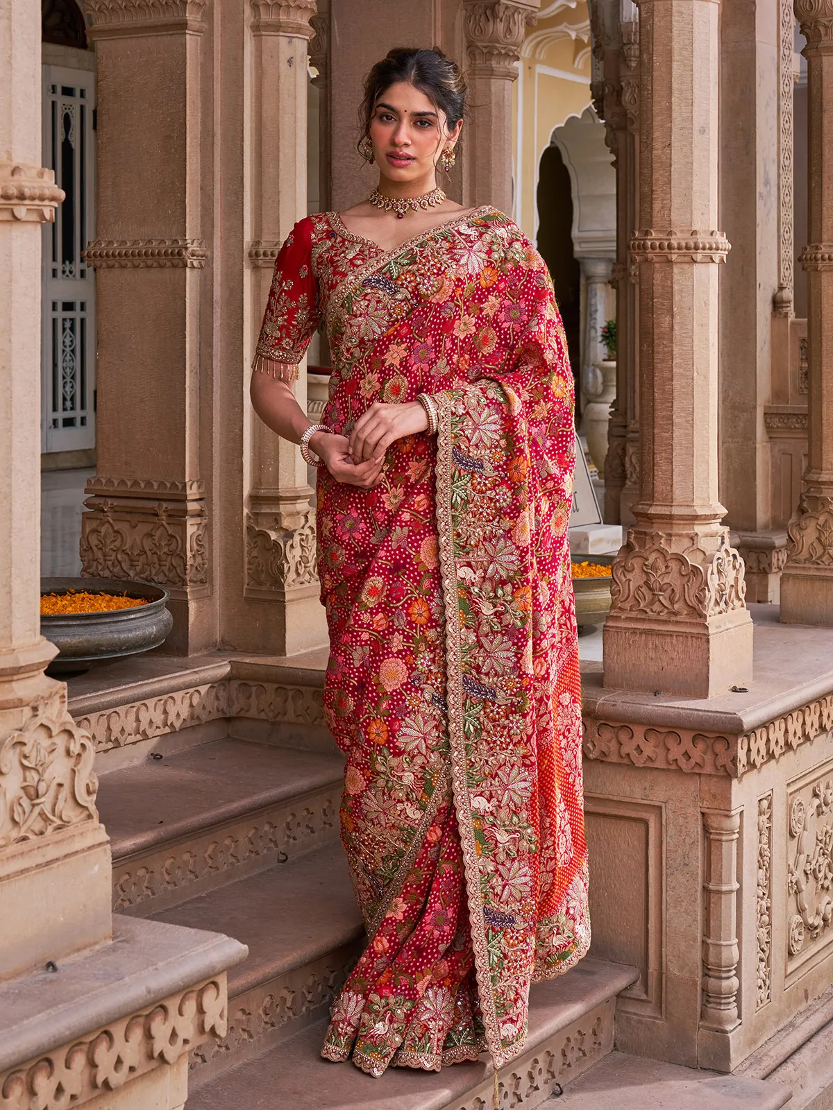 Royal Rani Pink Luxury Designer Saree with Resham Embroidery, Zardosi, Pearl, Zari, Sequins, Cutdana Beads, Embroidery Work Saree (SC86111)