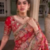 Royal Heritage Rani Pink Luxury Designer Saree with Resham Embroidery, Zardosi, Pearl, Zari, Sequins, Cutdana Beads, Embroidery Work Saree (SC86111)