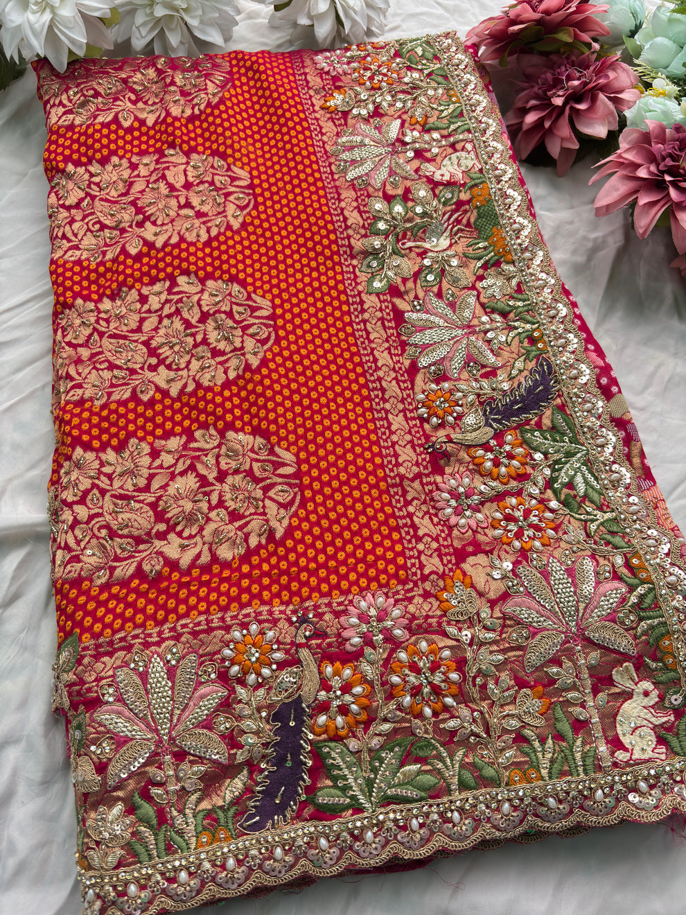 Royal Rani Pink Luxury Designer Saree with Resham Embroidery, Zardosi, Pearl, Zari, Sequins, Cutdana Beads, Embroidery Work Saree (SC86111) - Image 5