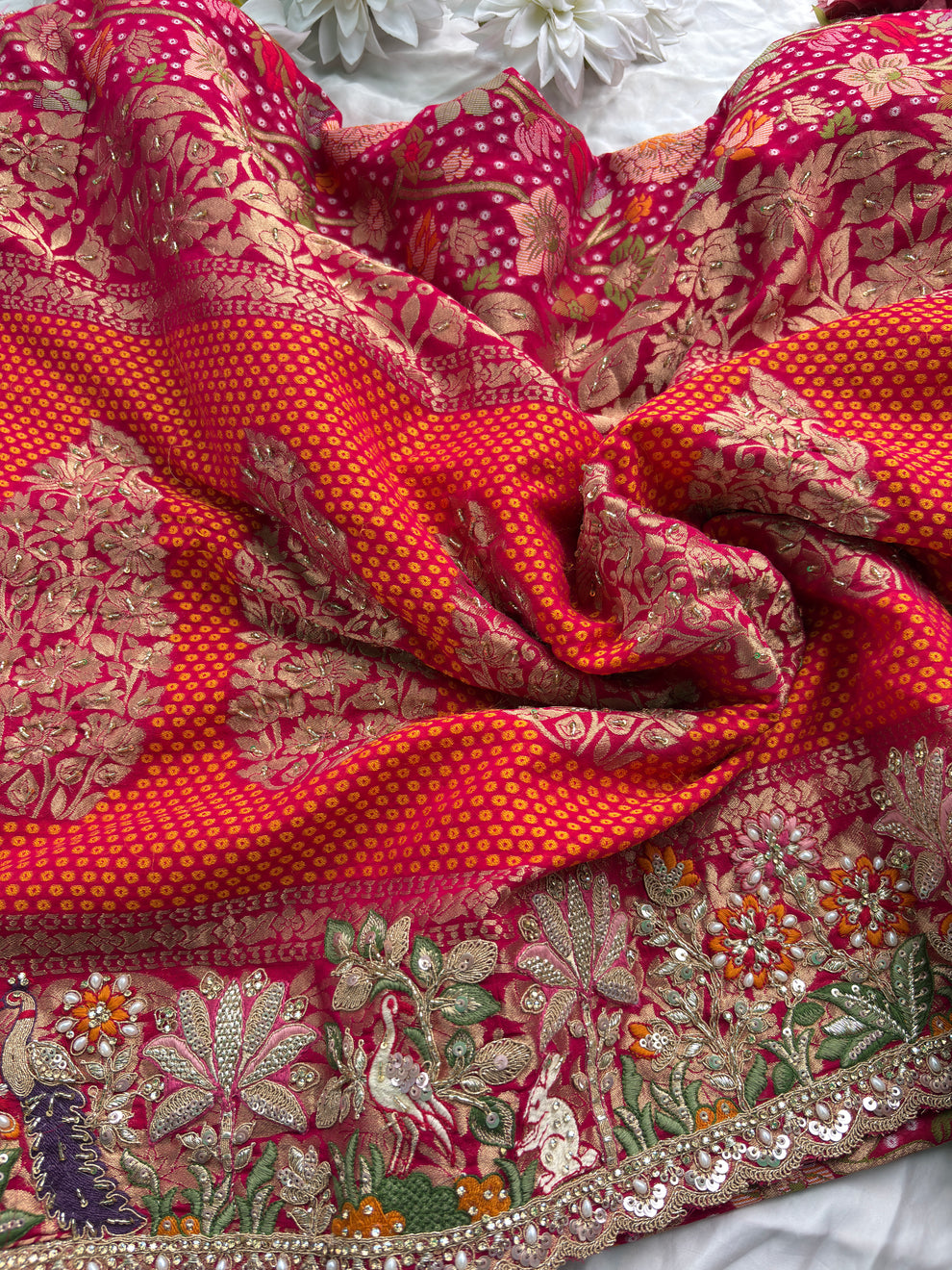 Royal Rani Pink Luxury Designer Saree with Resham Embroidery, Zardosi, Pearl, Zari, Sequins, Cutdana Beads, Embroidery Work Saree (SC86111) - Image 7
