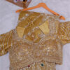 Ultra Luxury Golden Saree with Pearl, Zari, Sequins, Cutdana, Beads, Diamond Embroidery Work Saree with Readymade Blouse (SC98111)