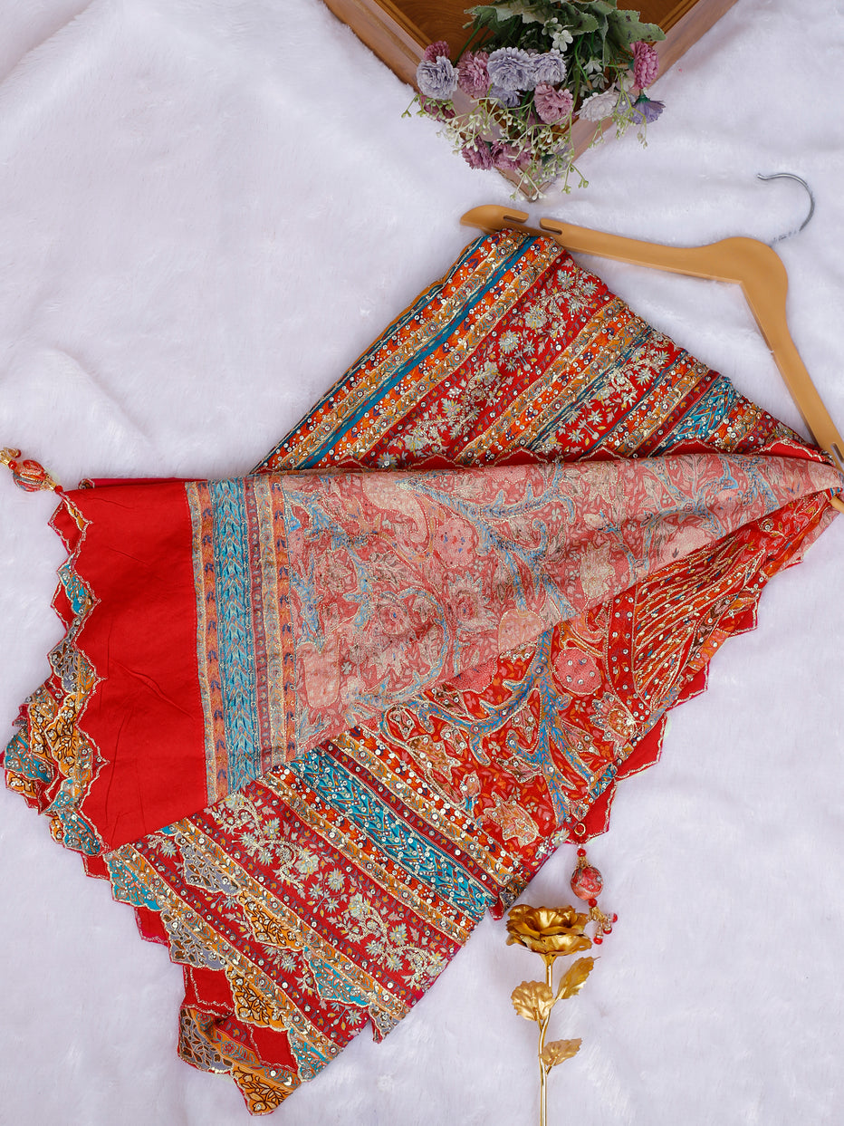 Ultra Luxury Designer Saree with Mirror Work, Elegant Gotapatti Detailing with Readymade Blouse (SC58111) - Image 13