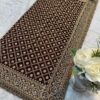 Luxury Brown Georgette Saree with Zari, Jarkan Diamond Stone Embroidery Work All over Saree (SC91217)