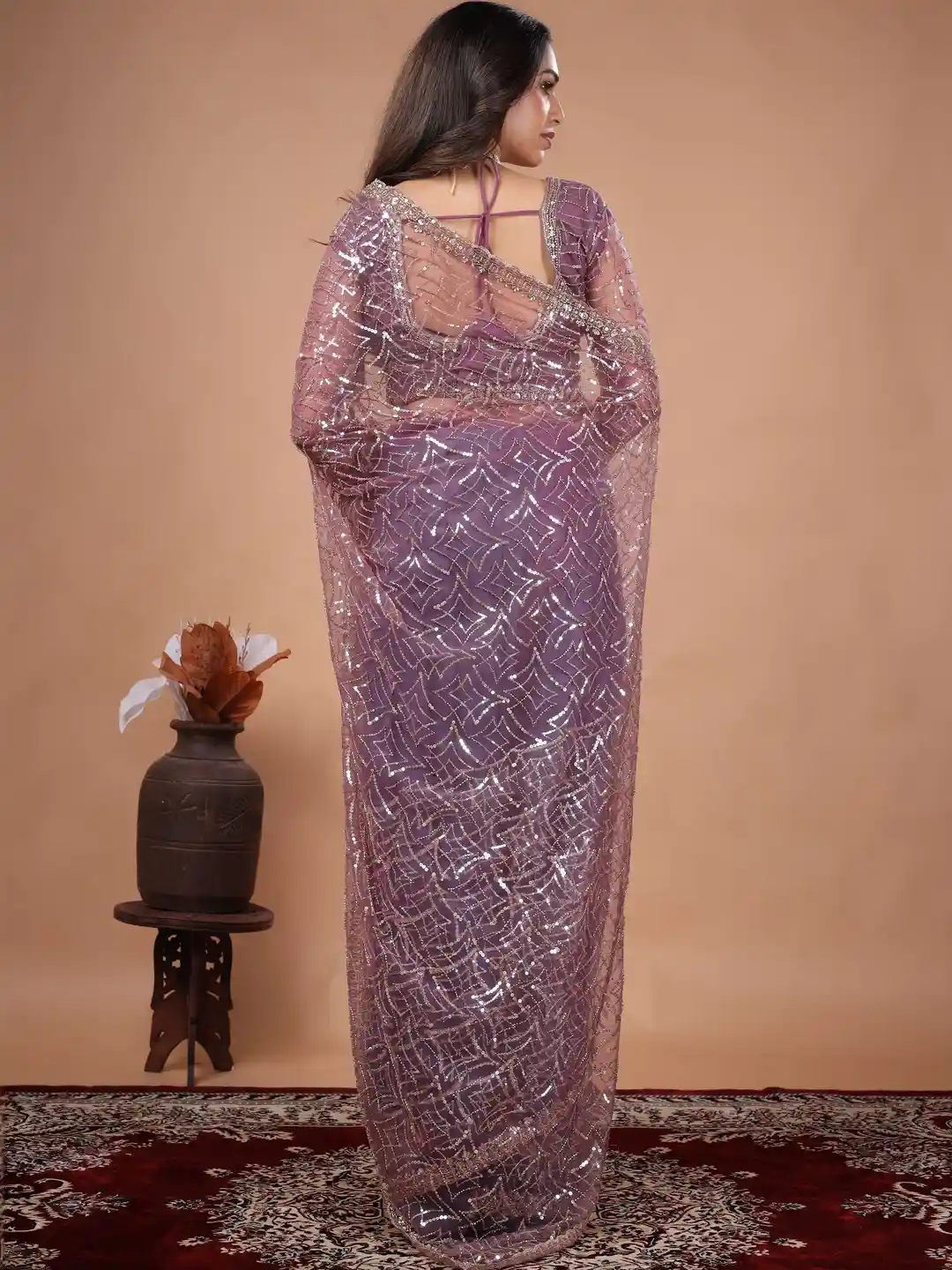 Ultra Luxury Soft Net Saree with Sequins, Cutdana Beads Embroidery Work (SC68111) - Image 5
