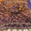 Ultra Luxury Copper Brown Pure Fandy Satin Silk Saree with Sequins, Cutdana Beads Embroidery Work (SC87113)