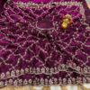 Ultra Luxury Purple Magenta Wine Pure Fandy Satin Silk Saree with Sequins, Cutdana Beads Embroidery Work (SC87111)