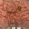 Ultra Luxury Peach Pure Fandy Satin Silk Saree with Sequins, Cutdana Beads Embroidery Work (SC87121)