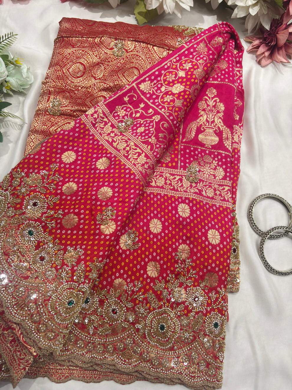 Royal Red Luxury Designer Saree with Pearl, Zari, Sequins, Cutdana, Beads Embroidery Work Saree with Readymade Blouse (SC23114) - Image 6