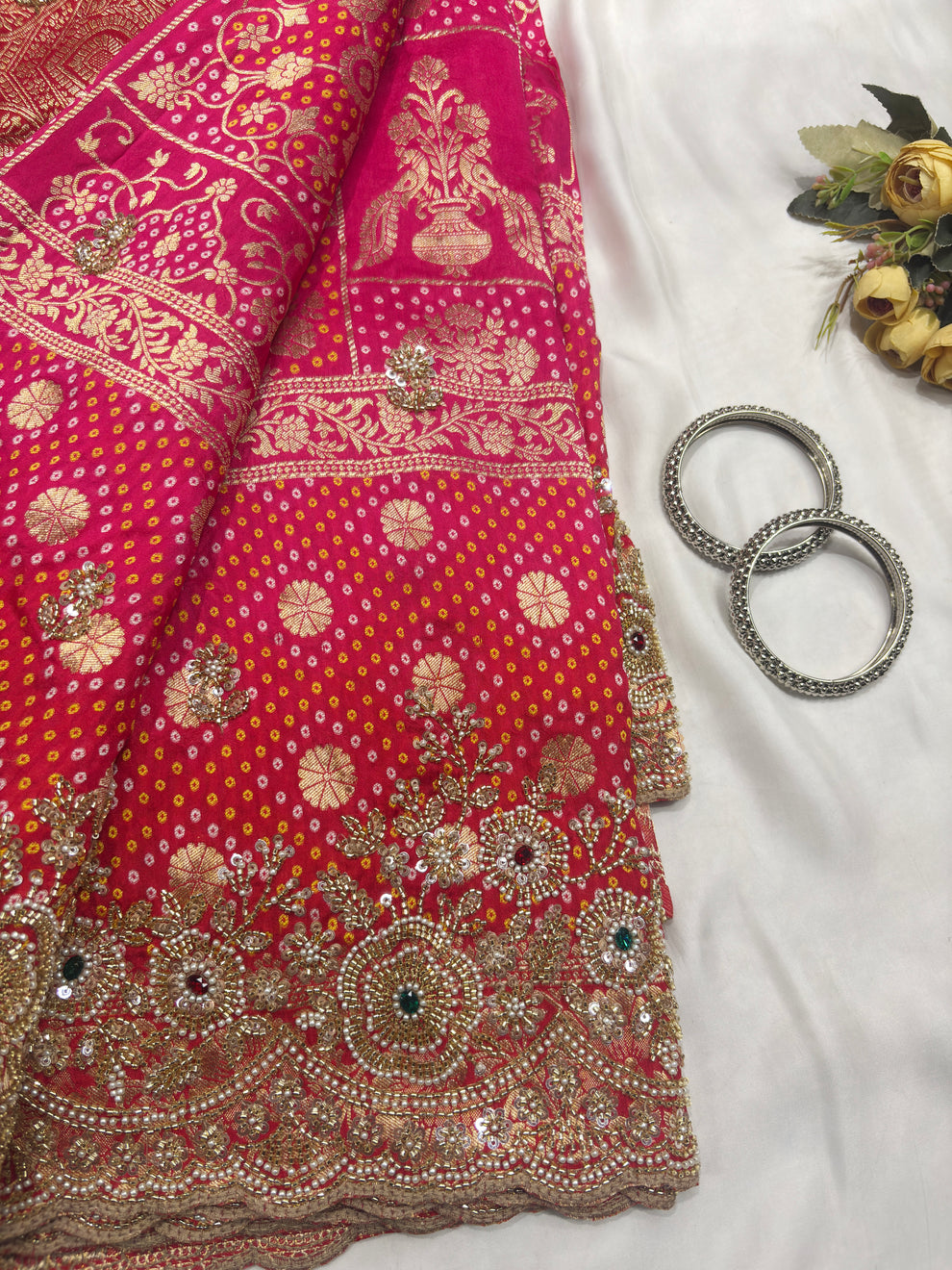 Royal Red Luxury Designer Saree with Pearl, Zari, Sequins, Cutdana, Beads Embroidery Work Saree with Readymade Blouse (SC23114) - Image 7