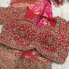 Luxury Designer Khaddi Silk Saree Bandhani Print with Pearl, Sequins, Cutdana, Beads Embroidery Work Saree with Readymade Blouse - Red (SC23115)