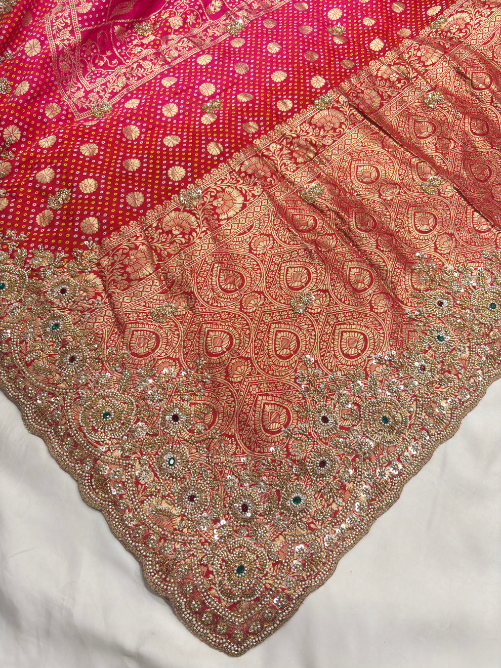 Royal Red Luxury Designer Saree with Pearl, Zari, Sequins, Cutdana, Beads Embroidery Work Saree with Readymade Blouse (SC23114) - Image 5