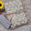 Ultra Luxury Ivory Pure Space Silk Saree with Cutdana Beads Work, Sequins Embroidery Work and Matching Premium Purse (SC81118)