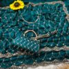 Ultra Luxury Teal Space Silk Saree with Cutdana Beads Work, Sequins Embroidery Work and Matching Premium Purse (SC81122)