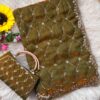 Ultra Luxury Gold Pure Space Silk Saree with Cutdana Beads Work, Sequins Embroidery Work and Matching Premium Purse (SC81119)