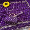 Ultra Luxury Purple Pure Space Silk Saree with Cutdana Beads Work, Sequins Embroidery Work and Matching Premium Purse (SC81113)