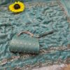 Ultra Luxury Sky Blue Pure Space Silk Saree with Cutdana Beads Work, Sequins Embroidery Work and Matching Premium Purse (SC81120)