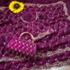 Ultra Luxury Magenta Pure Space Silk Saree with Cutdana Beads Work, Sequins Embroidery Work and Matching Premium Purse (SC81117)