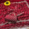 Ultra Luxury Red Pure Space Silk Saree with Cutdana Beads Work, Sequins Embroidery Work and Matching Premium Purse (SC81112)
