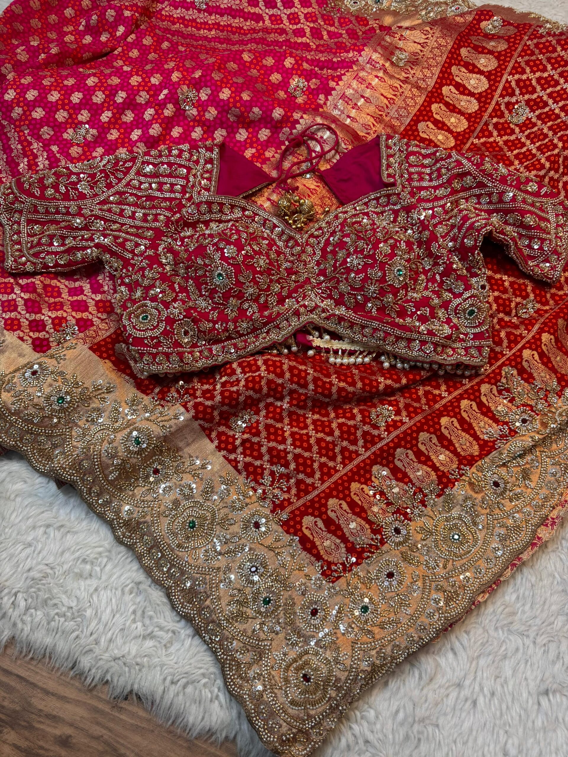 Royal Red Luxury Designer Saree with Pearl, Zari, Sequins, Cutdana, Beads Embroidery Work Saree with Readymade Blouse (SC23116)