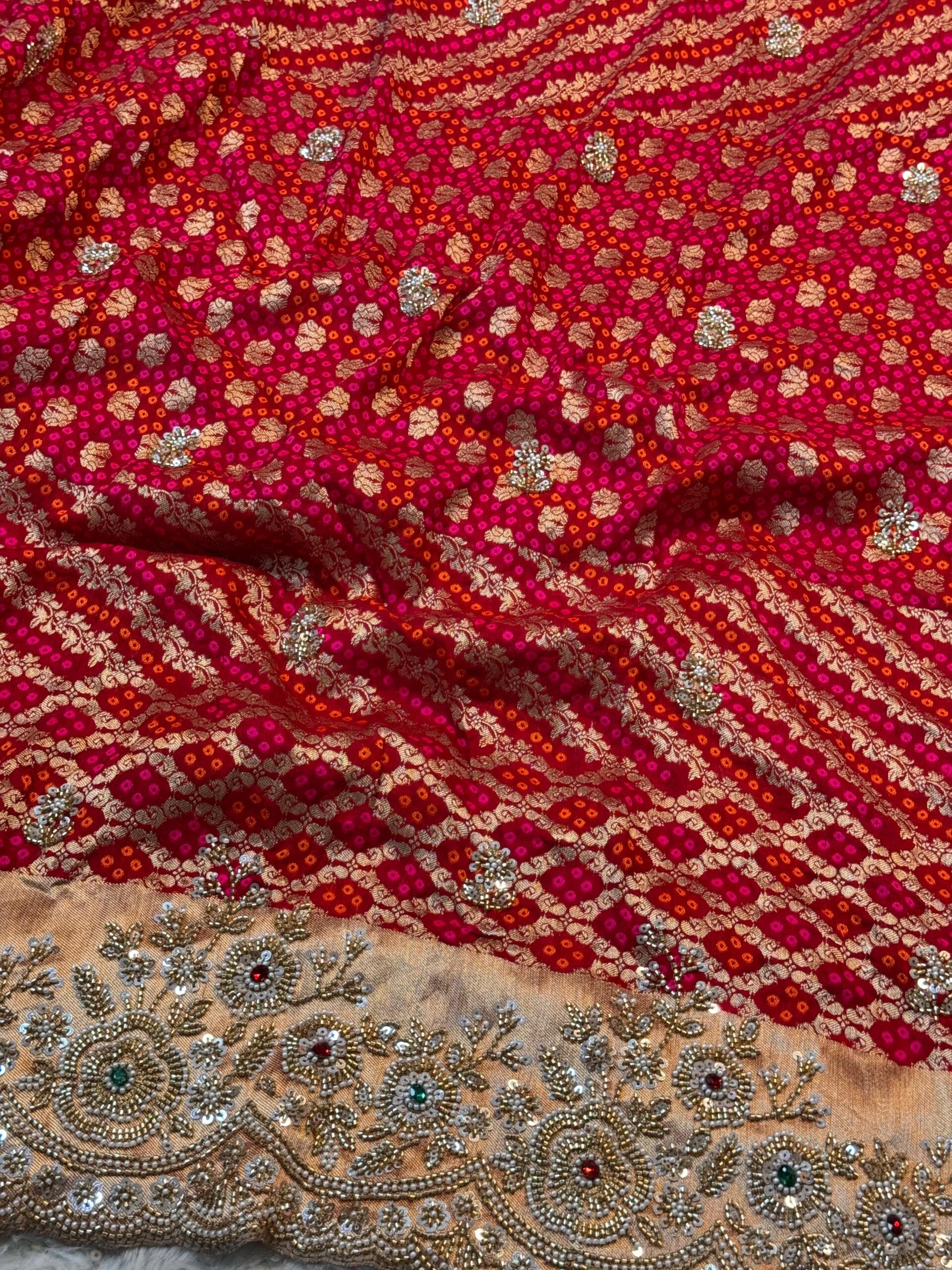 Royal Red Luxury Designer Saree with Pearl, Zari, Sequins, Cutdana, Beads Embroidery Work Saree with Readymade Blouse (SC23116) - Image 7