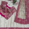 Celebrity Inspired Saree in Glass Organza Silk Fabric with Intricate Thread and Sequins Embroidery Work with Un-stitched Blouse (SC26777)
