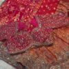 Luxury Designer Khaddi Silk Saree Bandhani Print with Pearl, Sequins, Cutdana, Beads Embroidery Work Saree with Readymade Blouse - Rani Pink (SC23120)
