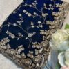 Ultra Luxury Navy Blue Pure Space Silk Saree with Heavy Gold Cutdana Beads Work, Sequins Embroidery Work (SC52111)