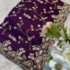 Ultra Luxury Magenta Wine Pure Space Silk Saree with Heavy Gold Cutdana Beads Work, Sequins Embroidery Work (SC52115)