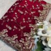 Ultra Luxury Red Pure Space Silk Saree with Heavy Gold Cutdana Beads Work, Sequins Embroidery Work (SC52116)