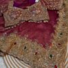 Luxury Designer Saree with Pearl, Sequins, Cutdana, Beads Embroidery Work Saree & Stone Work with Readymade Blouse - Garnet Wine (SC27115)