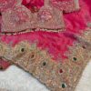 Luxury Designer Saree with Pearl, Sequins, Cutdana, Beads Embroidery Work Saree & Stone Work with Readymade Blouse - Rani Pink (SC27117)