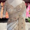 Luxury Designer Saree with Pearl, Sequins, Cutdana, Beads Embroidery Work Saree & Stone Work with Readymade Blouse - Ivory Gold (SC27118)