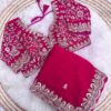 Pink Zariwork & Heavy Sequins Embroidery Fandy Satin Silk Saree with Readymade Blouse (SC35314)