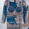 Luxury Designer Soft Net Saree with Heavy Cutdana Beads & Sequins Embroidery Work Saree with Readymade Blouse - Blue (SC49111)