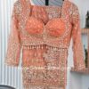 Luxury Designer Soft Net Saree with Heavy Cutdana Beads & Sequins Embroidery Work Saree with Readymade Blouse - Peach (SC49112)