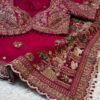 Rajwadi Luxury Cinnamon Net Saree with sequins and stone work, intricately woven into rich motifs with Readymade Blouse - Rani Pink (SC77552)