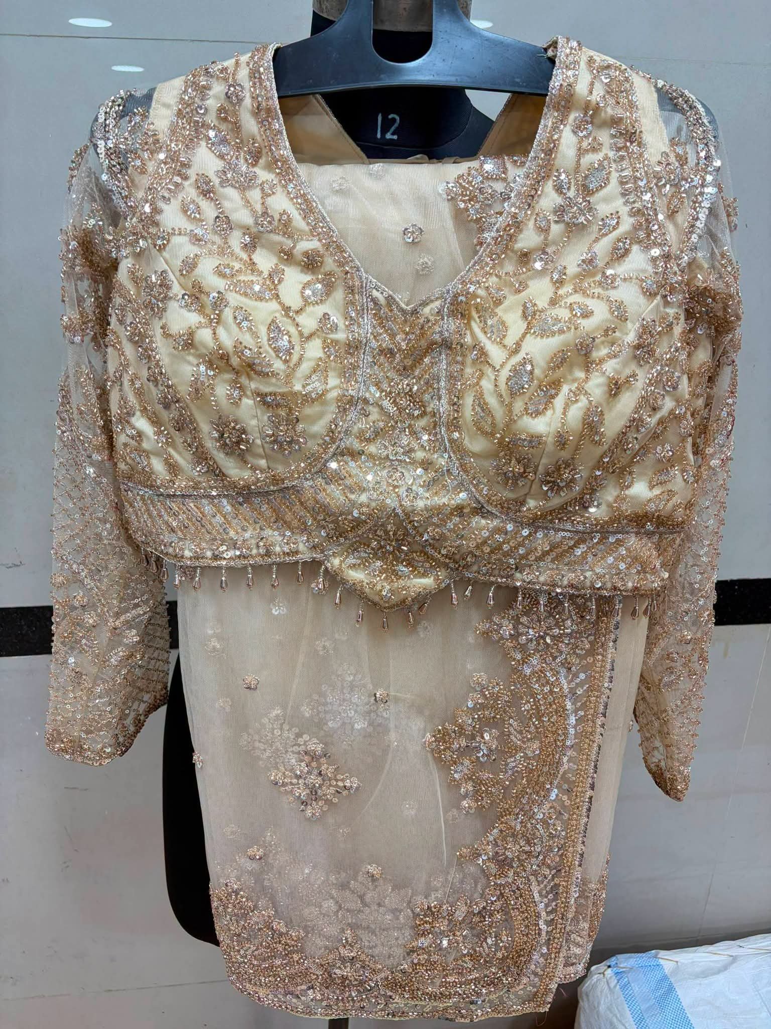 Luxury Designer Soft Net Saree with Heavy Cutdana Beads & Sequins Embroidery Work Saree with Readymade Blouse - Ivory (SC99222)