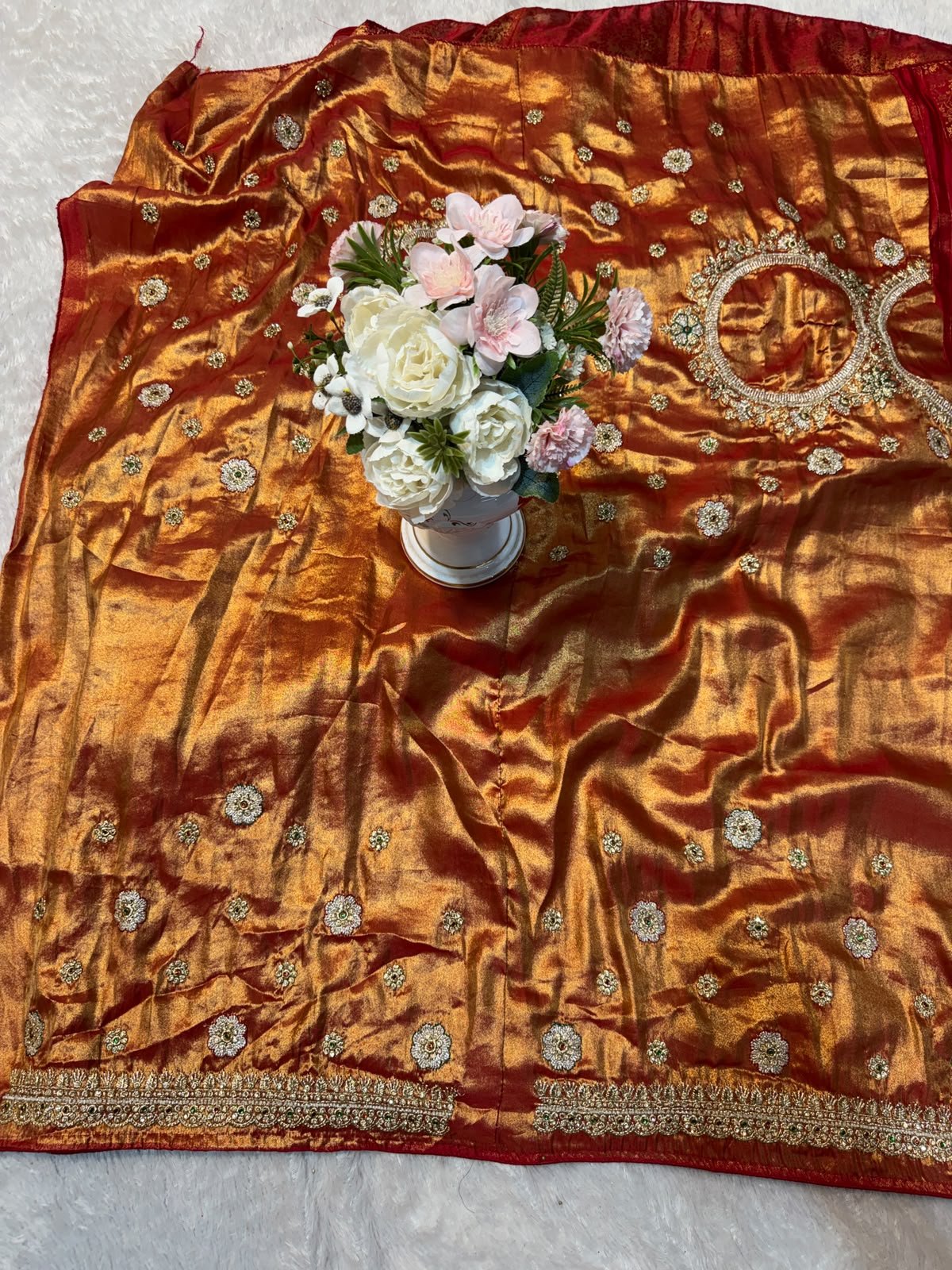 Luxury Banarasi Jacquard Silk Saree with Zardozi, Beads & Stone Work - Rani (SC51222) - Image 6
