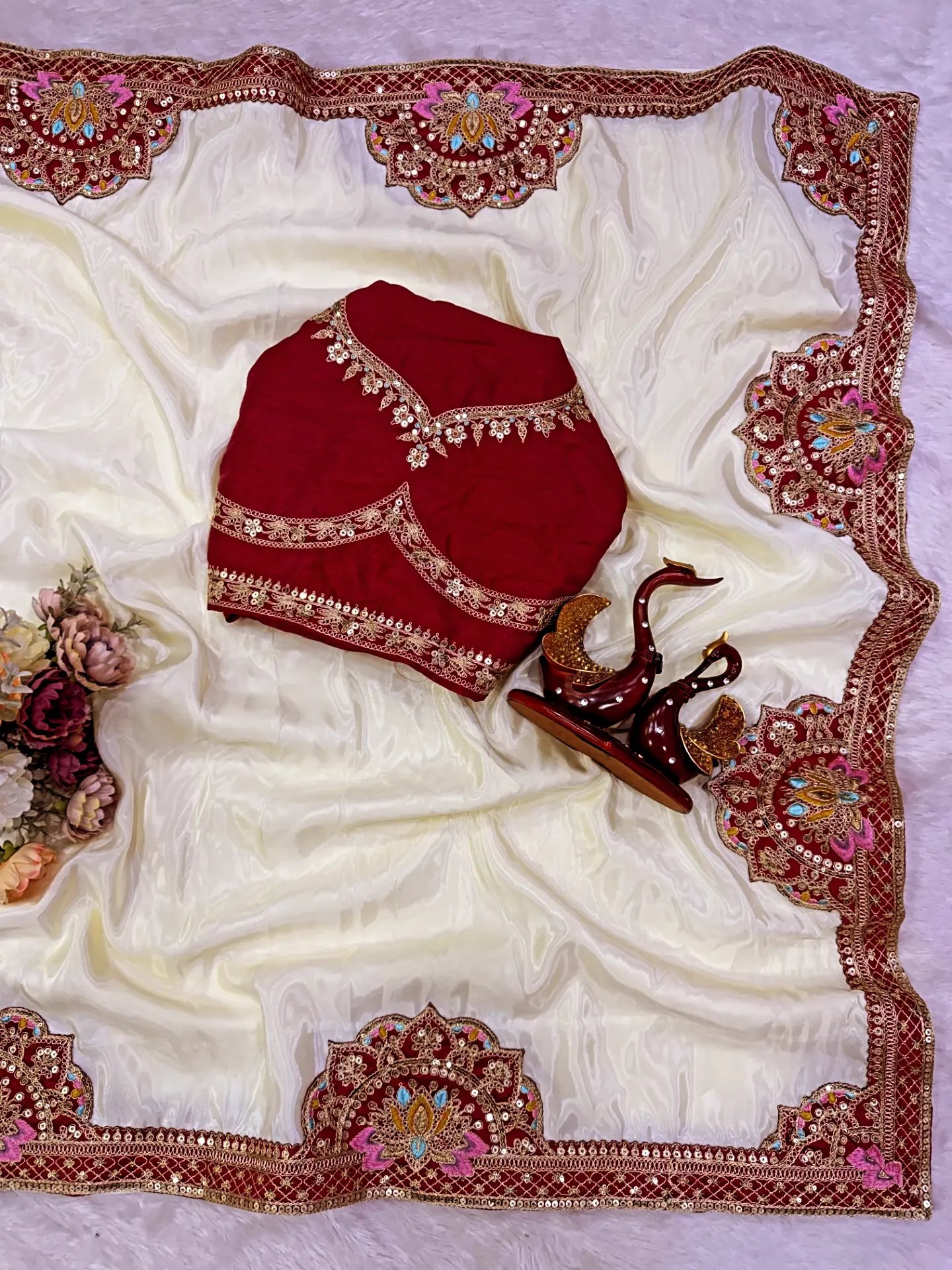 Celebrity Inspired Premium Designer Saree with Sequins & Dori Embroidery (SC66113) - Image 2