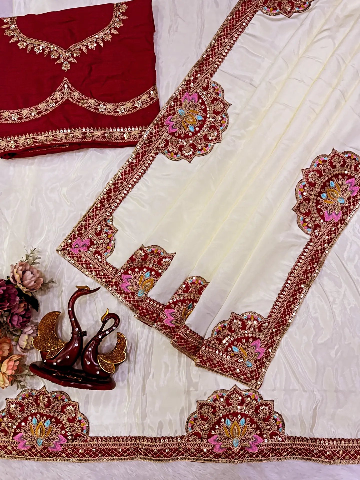 Celebrity Inspired Premium Designer Saree with Sequins & Dori Embroidery (SC66113) - Image 5