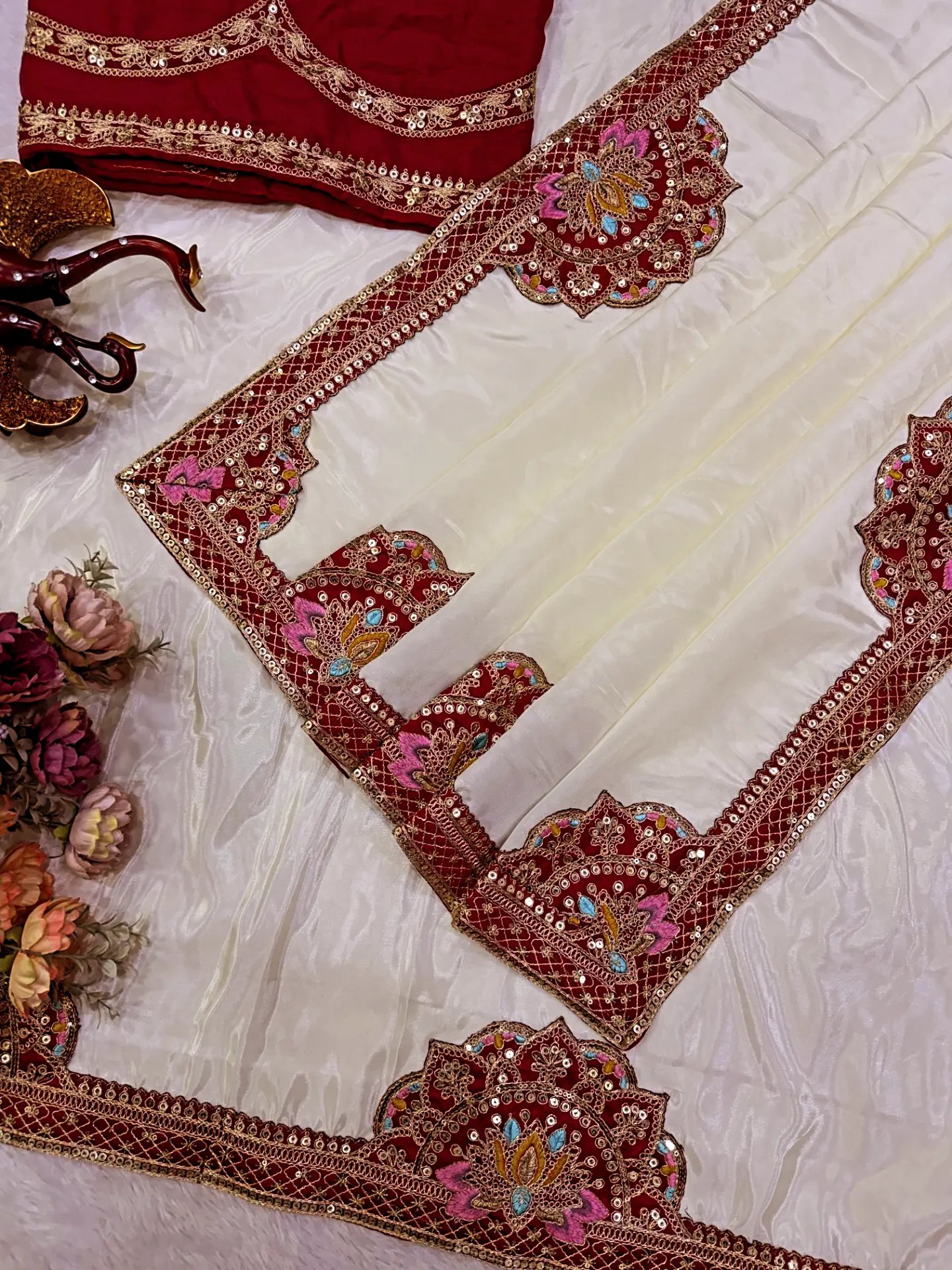 Celebrity Inspired Premium Designer Saree with Sequins & Dori Embroidery (SC66113) - Image 6